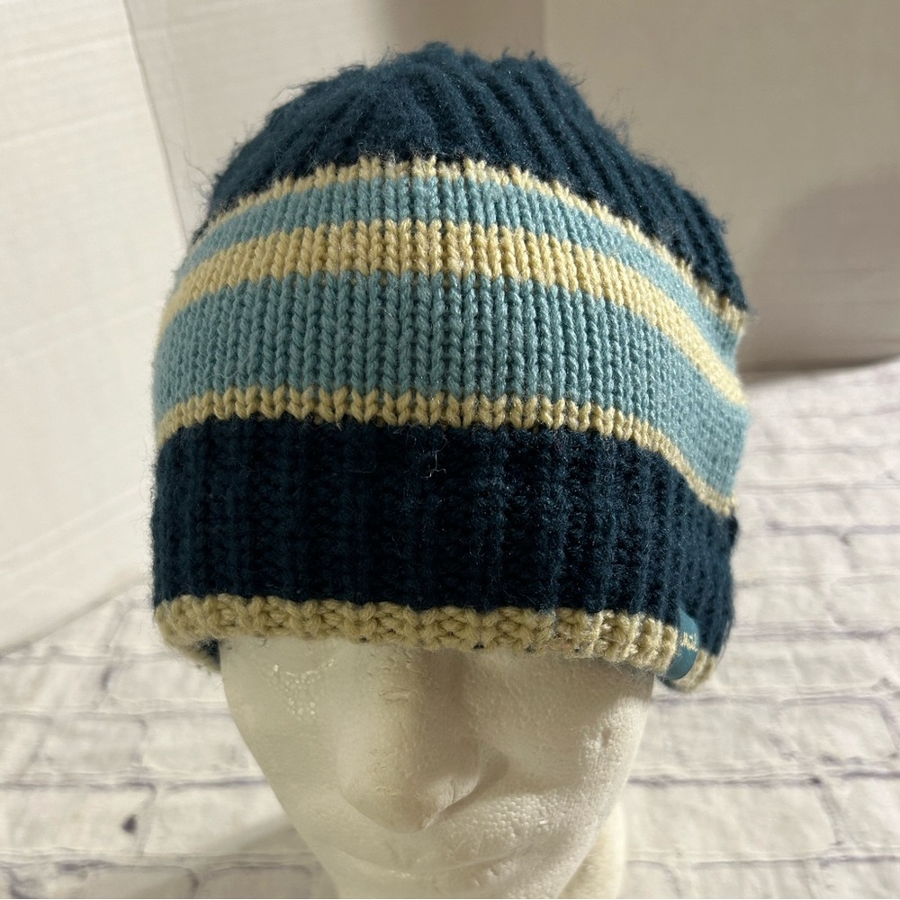 MENTAL GEAR ONE SIZE MENS MULTI BLUE STRIPED BEANIE 100% ACRYLIC